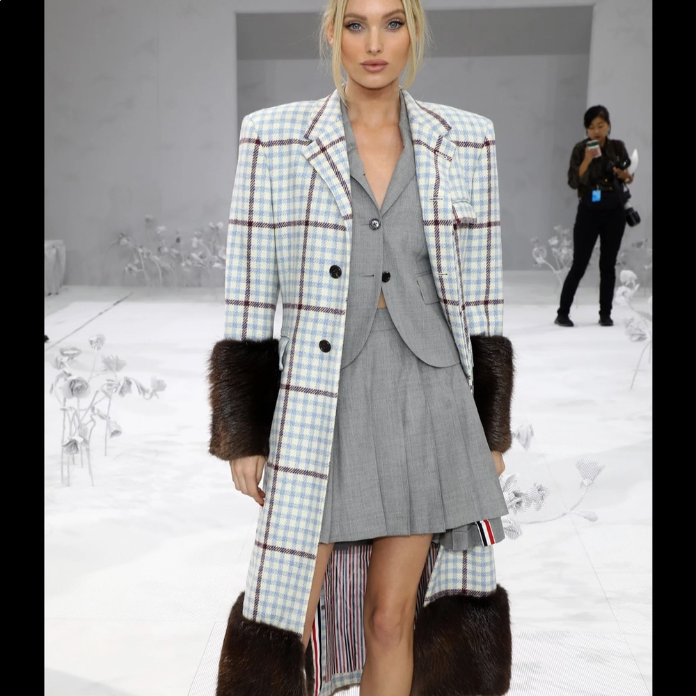 1:1 Elsa Hosk Thom Browne coat with faux fur - NEW
